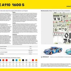 Alpine A110(1600) Kit Ref. (including Paints,brush And Glue) - Heller -Cars - Plastic Models Sales alpine a110 1600 kit ref including paints brush and glue heller w1200 h1200 bd65014beef56baf5982f76fc79ac197