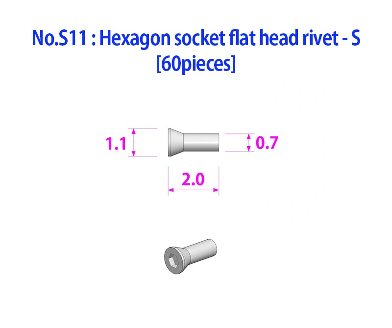 Hexagon Socket Flat Head Rivet-S [60 Pieces) 1/24 - Model Factory Hiro 4 Hexagon Socket Flat Head Rivet-S [60 Pieces) 1/24 - Model Factory Hiro - Image 2